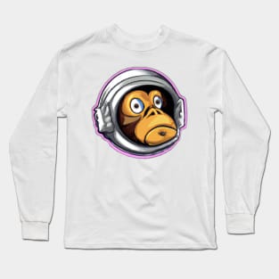 Astraminals Cartoon Monkeynaut Head Pink Long Sleeve T-Shirt